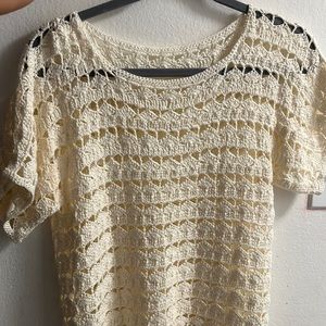 Deluxe crochet blouse size M/L color cream made in acrylic cotton